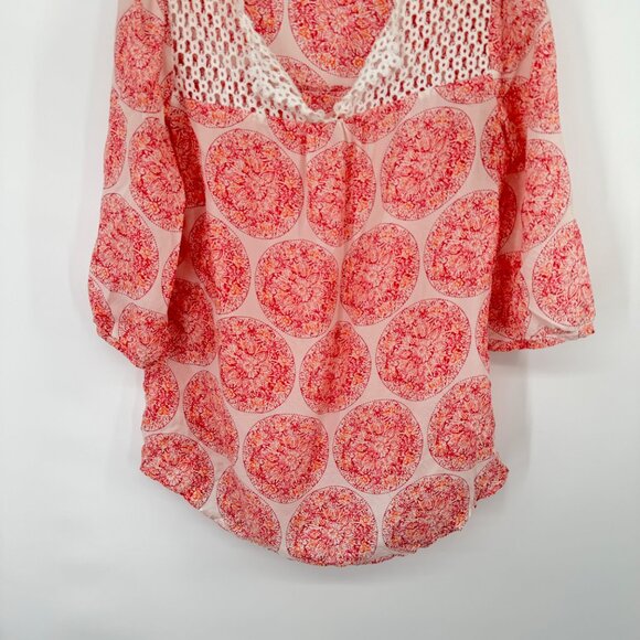 Calypso St. Barth For Target 100% Silk Pink pattern  Blouse  tunic size Medium - Picture 3 of 10